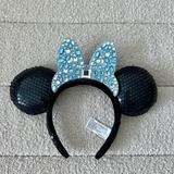 Disney Accessories | New! Disneyland Disney Parks Minnie Ears Headband With Crystals And Sequins | Color: Black/Blue | Size: Os