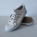 Coach Shoes | Coach Barrett Signature Canvas Sneaker Low Top Lace-Up White Silver | Color: Silver/White | Size: 8