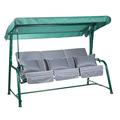 Alfresia Turin 3-Seater Reclining Swing Seat – Multipurpose Garden Sofa into Sunbed, Steel Green Frame, Polyester Canopy, Weather Resistant, Outdoor Luxury Cushions Included in Choice of Colours