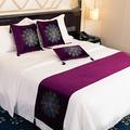 Purple Bed Runner Velvet Tassel, Diamond Flower Bed Scarf Protector Bedding Cover Towel Bedspread Decor Bed End Mat Blanket for Hotel Bedroom Wedding, 45 x 240cm