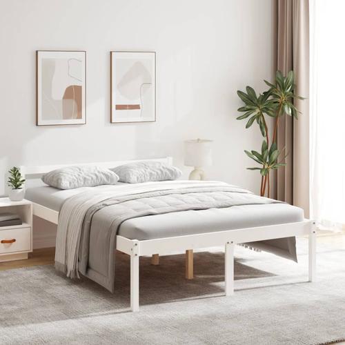 vidaXL Seniorenbett Weiß 140×200 cm Massivholz Kiefer
