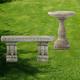 Discount Garden Statues Stone Cast Garden Bench & LaLa Design Birdbath