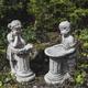Discount Garden Statues Dreaming Girl and Boy Garden Bird Bath Set