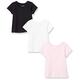 Amazon Essentials Mädchen Kurzärmlige T-Shirt-Oberteile (zuvor Spotted Zebra), 3er-Pack, Weiß/Schwarz/Rosa, 5 Jahre