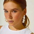 Zara Jewelry | 2/$30 New Zara Natural Shell Hoop Earrings | Color: Cream/Gold | Size: Os