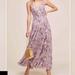 Anthropologie Dresses | Astr The Label V-Neck Printed Holland Ruffled Cascade Maxi Dress Lilac S | Color: Purple/White | Size: S