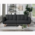 Corrigan Studio® Elegant Modern Sofa Blue Grey Color Polyfiber 1Pc Sofa Convertible Bed Wooden Legs Living Room Lounge Guest Furniture | Wayfair