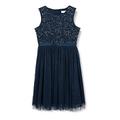 Maya Deluxe Mädchen Paillettenverziertes Hochzeit und Geburtstag Festlich mit Bandschleife Brautjungfernkleid Kleid, Navy, 3-4 Years