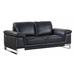 HomeRoots 73" Black And Silver Genuine Leather Love Seat - 32" x 73" x 39"