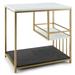 3-Tier Sofa Side Table with Golden Polished Steel Frame and Open Storage Shelf - 23.5" x 15.5" x 24" (L x W x H)