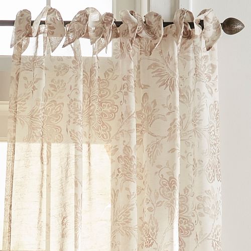 Eastport Sheer Tie Top Curtain Panel, 52 x 95, Light Taupe
