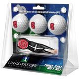 NC State Wolfpack 3-Pack Golf Ball Gift Set with Black Crosshair Divot Tool