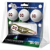 Mississippi State Bulldogs 3-Pack Golf Ball Gift Set with Gold Crosshair Divot Tool