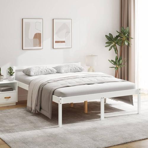 vidaXL Seniorenbett Weiß 160×200 cm Massivholz Kiefer