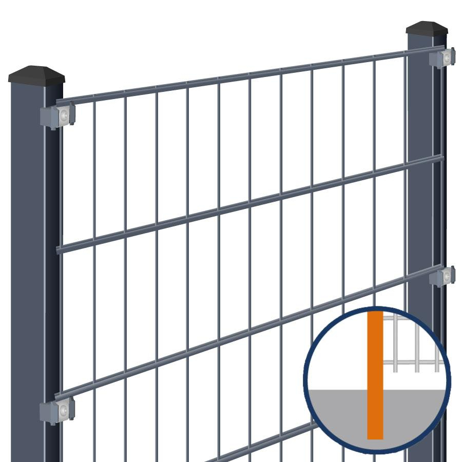 Doppelstabmattenzaun zum Einbetonieren Rundum-sorglos-Paket Anthrazit Komplettset, Halteplättchen, 1830 mm,50 m,6/5/6 mm,gerade
