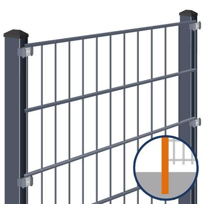 Doppelstabmattenzaun zum Einbetonieren Rundum-sorglos-Paket Anthrazit Komplettset, Halteplättchen, 1 Ecke,1630 mm,40 m,8/6/8 mm Image