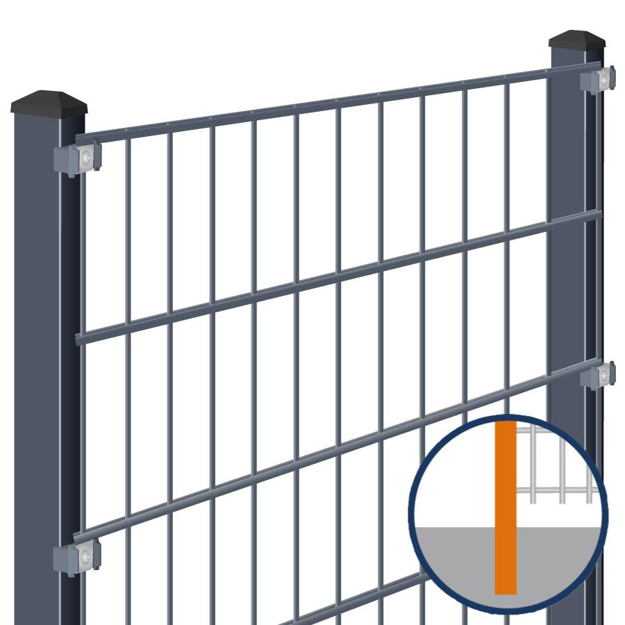 Doppelstabmattenzaun zum Einbetonieren Rundum-sorglos-Paket Anthrazit Komplettset, Halteplättchen, 1 Ecke,1830 mm,47,5 m,8/6/8 mm Image