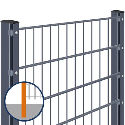 Doppelstabmattenzaun zum Einbetonieren Rundum-sorglos-Paket Anthrazit Komplettset, Abdeckleiste, 1630 mm,2 Ecken,32,5 m,8/6/8 mm Image
