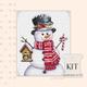Christmas Snowman Cross Stitch Kit Set, DIY Xmas Decor Embroidery Pattern of Cute Festive Robin Birdhouse Mistletoe Wreath Design Snowflake