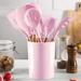 Fityou Mata 12-Piece Assorted Kitchen Utensil Set Nylon/Wood/Silicone in Pink | Wayfair HK004000000243