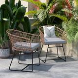 Flash Furniture Dorado Indoor/Outdoor Boho Rattan Rope Club Chairs w/ Seat Cushions Wicker/Rattan in Gray | 29.75 H x 21.25 W x 22.5 D in | Wayfair