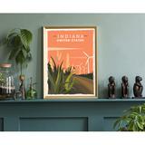 Longshore Tides Indiana Retro Style State Travel Poster, Vintage Unframed Print, Home & Office Wall Art Paper | 10 H x 8 W in | Wayfair