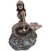 Trinx Deshay Ebros Lovely Siren Mermaid Mergirl Sitting on Coral Rocks w/ Beckoning Waves Figurine Resin in Brown/Gray | Wayfair