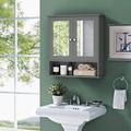 Red Barrel Studio® Bathroom Cabinet Wall Mounted Double Mirror Door en Hanging Cabinet w/ Door Shelf Bathroom Wall Mirror Cabinet in Gray | Wayfair