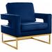 Armchair - Everly Quinn 33" Wide Velvet Armchair Velvet in Blue/Yellow | 35 H x 33 W x 29 D in | Wayfair AD51F16ABAFC468E8C28D415837EBDDC