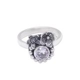 Godly Flower,'Sterling Silver and Cubic Zirconia Floral Cocktail Ring'