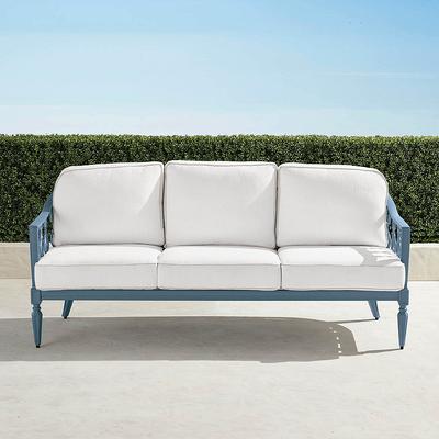 Avery Sofa with Cushions in Moonlight Blue Aluminum - Standard, Rain Peacock - Frontgate