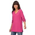 Plus Size Women's V-Neck Sweater Tunic by ellos in Peony Petal (Size 34/36)