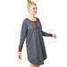 Plus Size Women's Long Sleeve Henley Sleepshirt by ellos in Heather Charcoal Star (Size 6X)