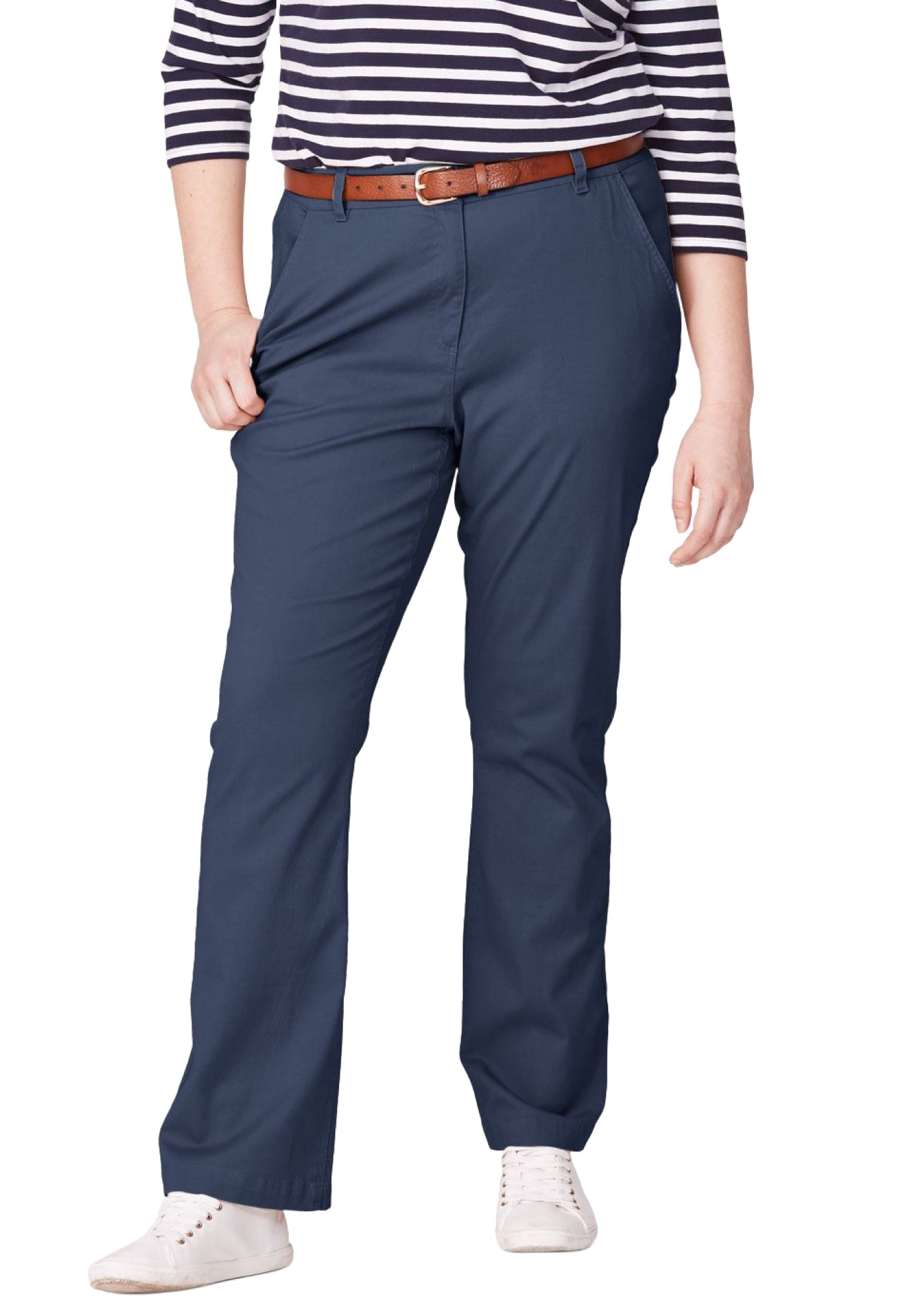 Plus Size Women's Classic Stretch Chino by ellos in Navy (Size 38)