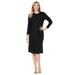 Plus Size Women's Cable Sweater Dress by Jessica London in Black (Size 38/40)