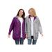 Plus Size Women's Fleece Nylon Reversible Jacket by Woman Within in Plum Purple Heather Grey (Size 7X) Rain Jacket