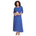 Plus Size Women's Lace Popover Dress by Roaman's in True Blue (Size 14 W) Formal Evening