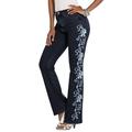 Plus Size Women's Whitney Jean with Invisible Stretch® by Denim 24/7 in Blue Swirl Embroidery (Size 44 W) Embroidered Bootcut Jeans