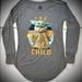 Disney Tops | Disney Parks Star Wars Grogu Yoda "The Child” Raglan Long Sleeve Adult T-Shirt | Color: Gray/Green | Size: Xl