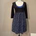 Free People Dresses | Free People Blu-Black Medallion Patterned Boho Babydoll Dress Sz Xs Euc 3/4slev | Color: Black/Blue | Size: Xs