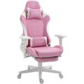 Trisens - Gaming Stuhl Chair Racing mit Fußstütze und ergonomsichen 4D-Armlehnen, Rosa/Weiß