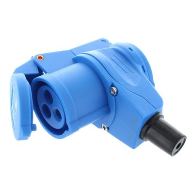 CEE-Winkelkupplung 230V/16A+1xSchuko, Schraubanschlüsse, 3polig/6h, IP44 - Blau Image