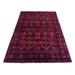 Shahbanu Rugs Deep and Saturated Red Natural Dyes Afghan Khamyab Velvety Wool Geometric Design Wool Oriental Rug (5'1" x 6'8")