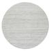 Shahbanu Rugs Ivory, Soft Pile Pure Wool Hand Loomed, Plain Modern Striped Design, Round Oriental Rug (7'10" x 7'10")