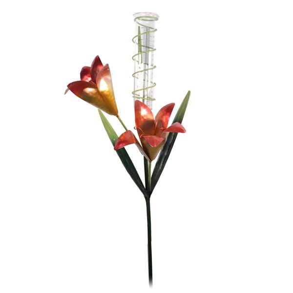 Sunset Vista Designs 401677 - Tiger Lily Rain Gauge (93346) Lawn and Garden Lighted Color Changing Plants