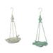 White/ Green Metal Hanging Bird Feeder Outdoor Garden Decor - 18.25 X 8 X 7.25 inches