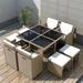 9 Piece Garden Rattan Table Chair Set, Outdoor Dining Set with Cushion