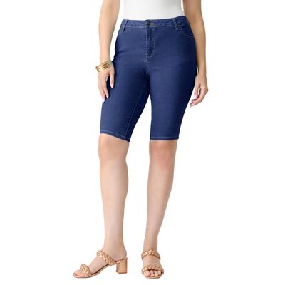 Plus Size Women's Classic Stretch Bermuda Short by Denim 24/7 by Roamans in Dark Wash (Size 36 W)