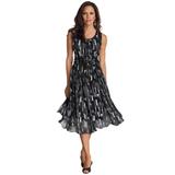 Plus Size Women's Printed Empire Waist Dress by Roaman's in Black White Brushstrokes (Size 42 W) Formal Evening