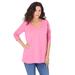 Plus Size Women's Long-Sleeve V-Neck Ultimate Tee by Roaman's in Vintage Rose (Size 42/44) Shirt